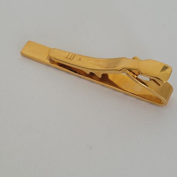 Dunhill Vintage Striped Tie Clasp Clip Bar Gold Retro Geometric Fair - Picture 5 of 7
